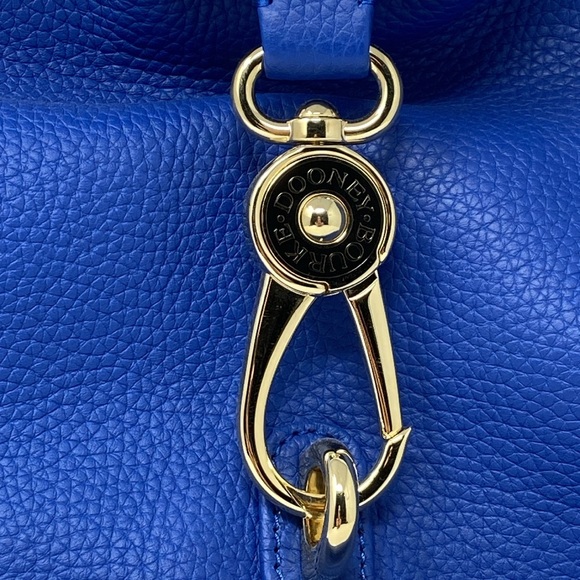 NWT Dooney & Bourke Blue Logo Lock Sack Shoulder Bag w/extra key ring accessory - Picture 13 of 16